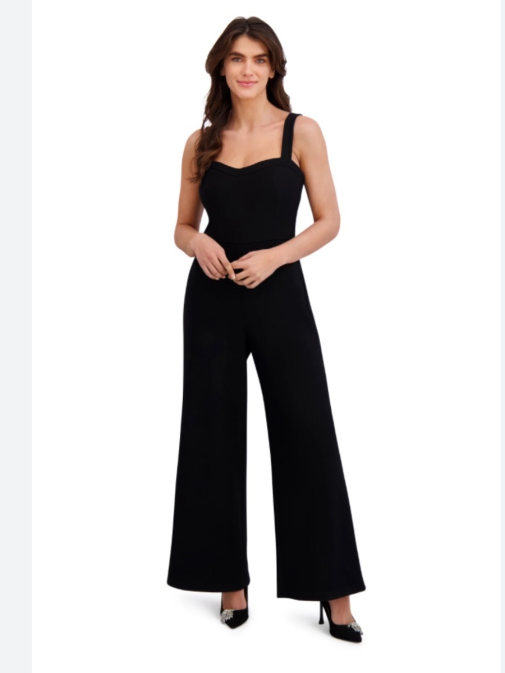 H&M Black Sleeveless Wide Strap Wide-Leg Jumpsuit Size 10 NWOT